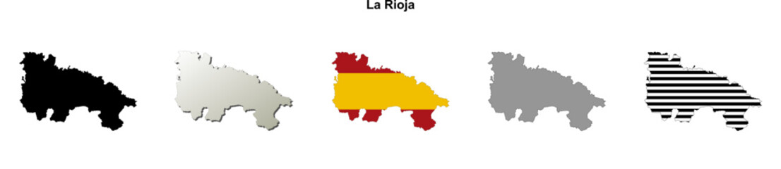 La Rioja blank (Spain) outline map set