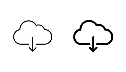 Download from Cloud icon in editable stroke and flat vector illustrations