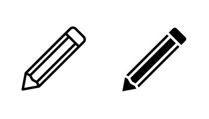 Pencil icon in editable stroke and flat vector illustrations