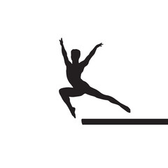 Vector silhouette set of gymnast on white background 