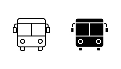 Bus icon in editable stroke and flat vector illustrations