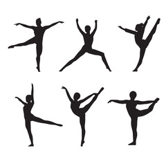Vector silhouette set of gymnastics on white background 