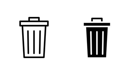 Trash Bin icon in editable stroke and flat vector illustrations