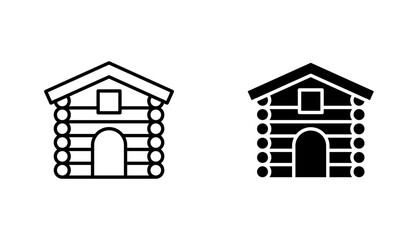 Cabin icon in editable stroke and flat vector illustrations