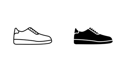Sneaker icon in editable stroke and flat vector illustrations