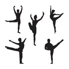 Vector silhouette set of gymnastics on white background 