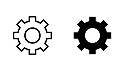 Settings button icon in editable stroke and flat vector illustrations