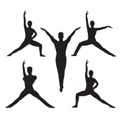 Vector silhouette set of gymnastics on white background 