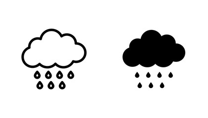 Rain icon in editable stroke and flat vector illustrations