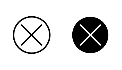 Cancel icon in editable stroke and flat vector illustrations