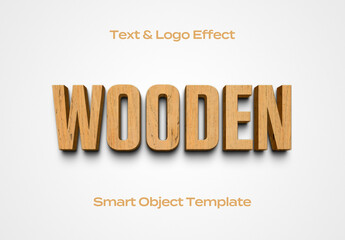 Wood Texture Wall Sign 3D Text Logo Style Effect Mockup Logotype Template Shape