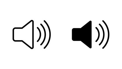 Speaker icon in editable stroke and flat vector illustrations