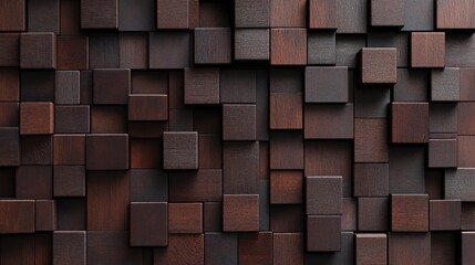3d rendering of wooden cubes pattern background in black and brown colors