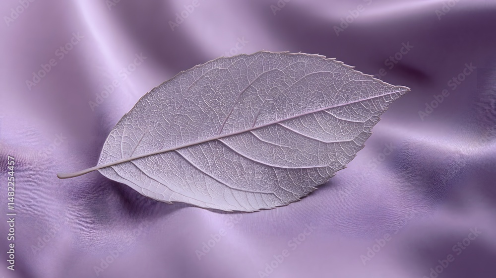 Aufkleber a close-up of a single crisp leaf with a smooth texture on a soft lavender backdrop