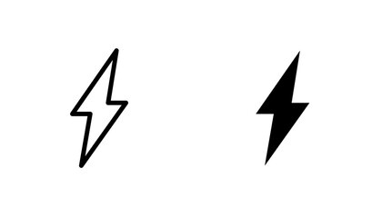 Flash icon in editable stroke and flat vector illustrations