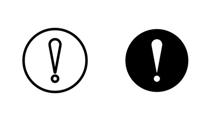 Exclamation icon in editable stroke and flat vector illustrations