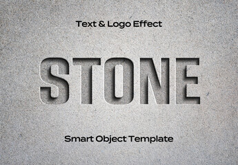 Concrete Texture Stone 3D Text Logo Style Effect Mockup Logotype Template Shape