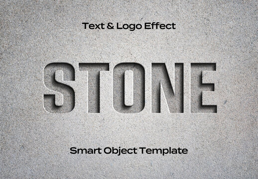 Concrete Texture Stone 3D Text Logo Style Effect Mockup Logotype Template Shape