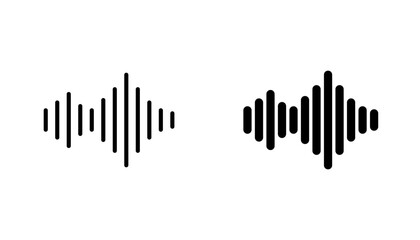 Sound wave icon in editable stroke and flat vector illustrations