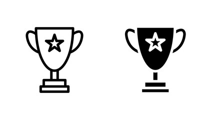 Trophy icon in editable stroke and flat vector illustrations