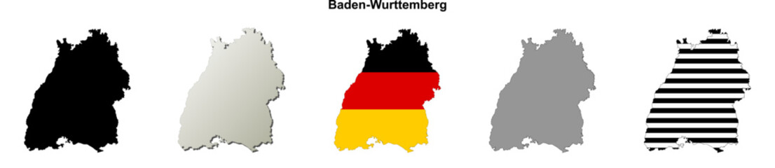 Fototapeta premium Baden-Wurttemberg state (Germany) outline map set