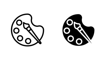 Paint icon in editable stroke and flat vector illustrations