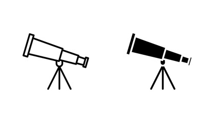 Telescope icon in editable stroke and flat vector illustrations