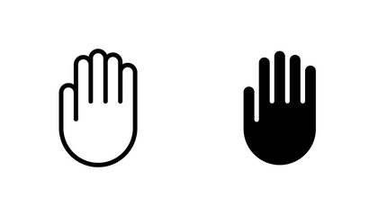 Hand icon in editable stroke and flat vector illustrations