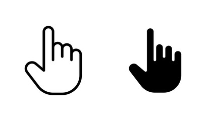 Finger icon in editable stroke and flat vector illustrations