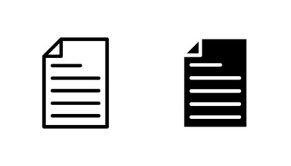 Document icon in editable stroke and flat vector illustrations