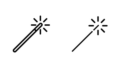 Magic icon in editable stroke and flat vector illustrations