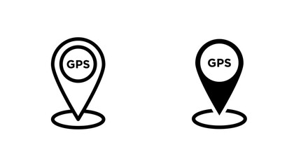 Gps icon in editable stroke and flat vector illustrations