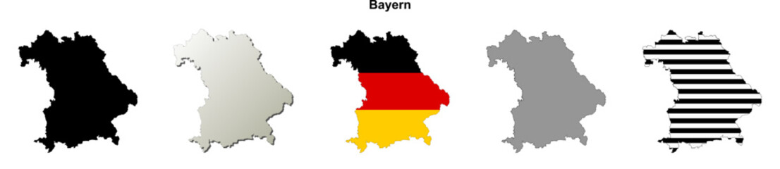 Bayern state (Germany) outline map set