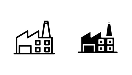Factory icon in editable stroke and flat vector illustrations