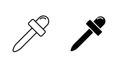 Eye dropper icon in editable stroke and flat vector illustrations