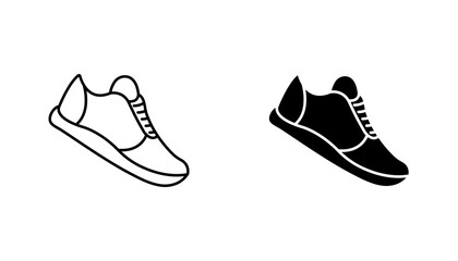 Shoes icon in editable stroke and flat vector illustrations