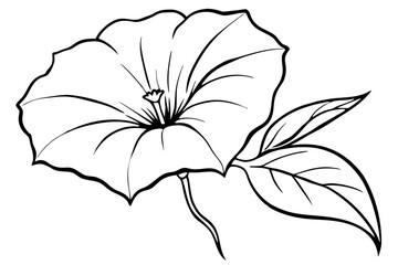 Fototapeta premium morning glory silhouette line art vector illustration with a white background