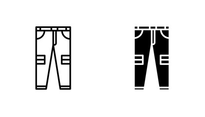 Pants icon in editable stroke and flat vector illustrations