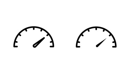 Speedometer icon in editable stroke and flat vector illustrations