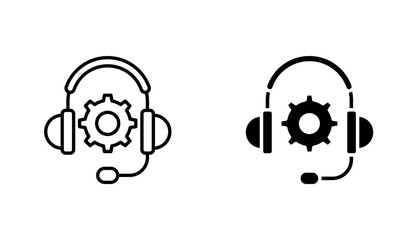 Technical support icon in editable stroke and flat vector illustrations