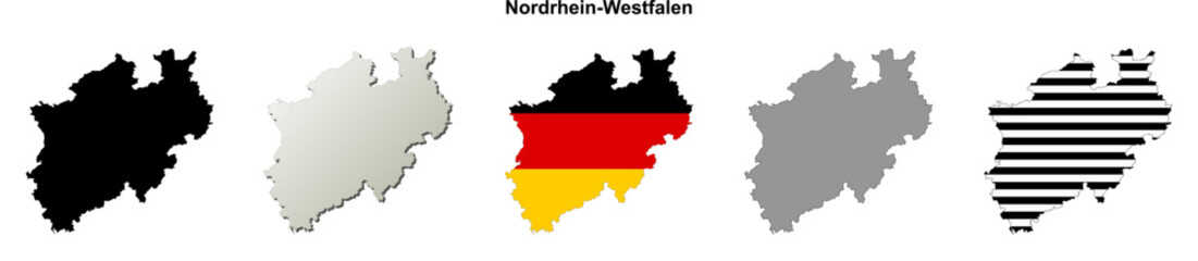 Fototapeta premium Nordrhein-Westfalen state (Germany) outline map set