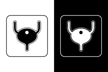 Human Bladder Silhouette Clean Medical Vector Icon in Monochrome.