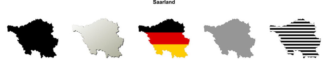 Fototapeta premium Saarland state (Germany) outline map set