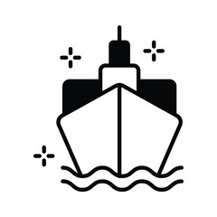 Grab this glyph icon of cargo ship transport