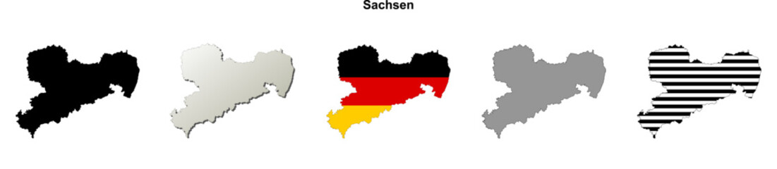 Sachsen state (Germany) outline map set