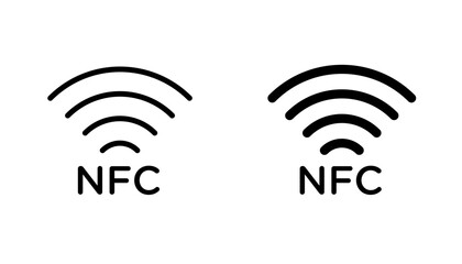 NFC icon in editable stroke and flat vector illustrations