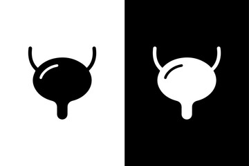 Human Bladder Silhouette Clean Medical Vector Icon in Monochrome.