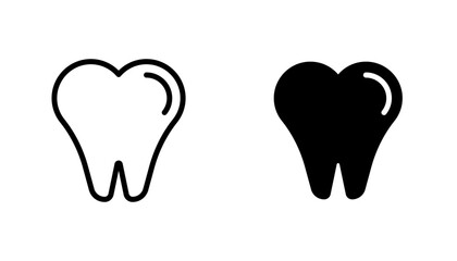 Tooth icon in editable stroke and flat vector illustrations