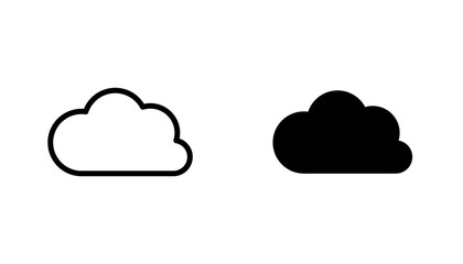 Cloud icon in editable stroke and flat vector illustrations