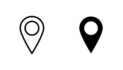 Fototapeta premium Navigation pin icon in editable stroke and flat vector illustrations